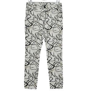 Bisou Bisou Women 5 Pocket Chain Pattern Slim Fit Pants Size 8
